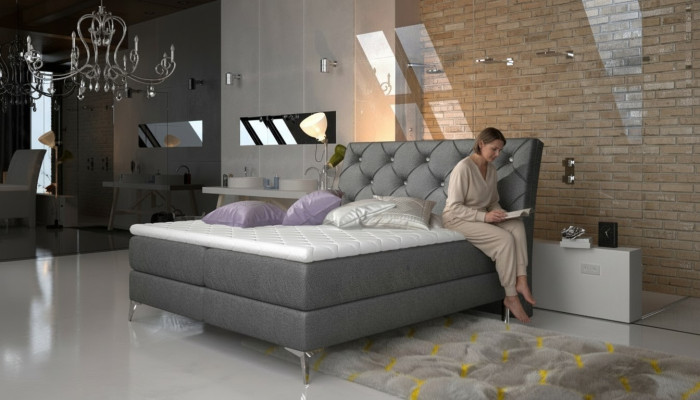 Designer Bett Schlafzimmer Betten Textil Hotel Polster Chesterfield Boxspring