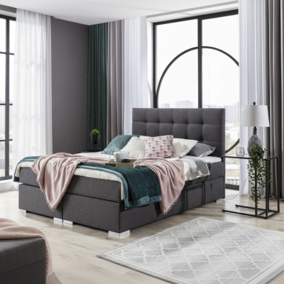Komplett Set Matratze & Topper Boxspring Bett Polster Betten Textil Stoff