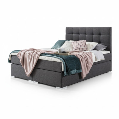 Komplett Set Matratze & Topper Boxspring Bett Polster Betten Textil Stoff