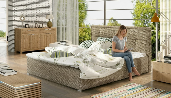Designer Bett Schlafzimmer Betten Textil Hotel Luxus Polster Robustes