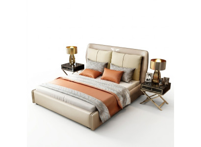 Luxus Schlafzimmer Designer Doppelbett Bett 180/200x200cm Leder Metall