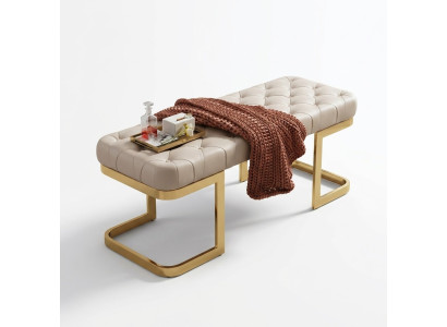 Chesterfield Hocker Polsterbank Ottomane Sitzhocker Zweisitzer Leder Beistell