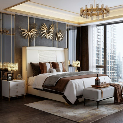 Luxus Schlafzimmer Bett Polster Design Deko Luxus Doppel Hotel Ehe Betten