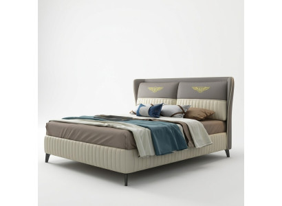 Designer Doppelbett Bett Hotel Luxus Schlafzimmer 150/180x200cm Leder Neu