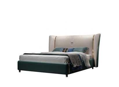 Luxus Schlafzimmer Doppelbett Bett 180/200x200cm Leder Metall Neu
