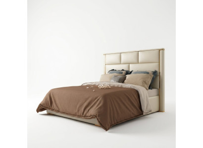 Designer Doppel Bett Hotel Luxus Schlafzimmer 180x200cm Leder Metall