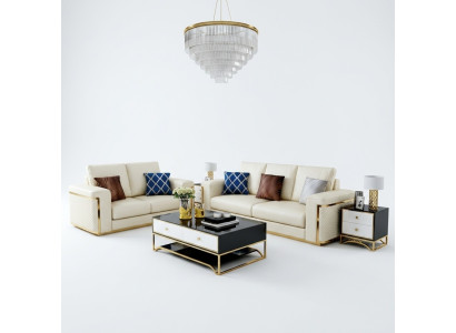 Design Sofa Italienische Couch Polster Sitz Garnitur 3+2+1 Leder Luxus