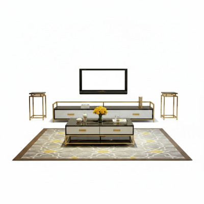 Luxus Metall Couchtisch Gold Schwarz Hochglanz Sofa Wohnzimmer Tisch