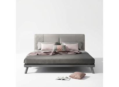 Luxus Design Leder Bett Metall Gold Betten Polster Hotel 180x200cm Grau