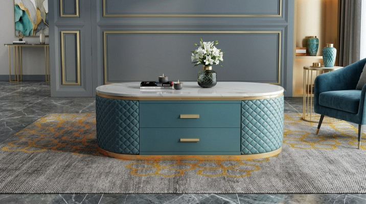 Hochwertige Wohnzimmer CouchTische - Oval Designer Edelstahl Tisch Luxus