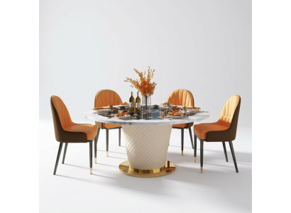 Designer Ess Zimmer Stuhl Set Tische Sessel 4x Stühle Tisch Garnitur