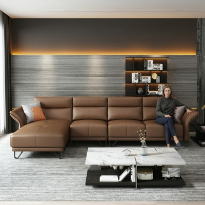 Italienische Design Leder Sofa Stil Möbel Couchtisch Sitz Polster Eck Garnitur