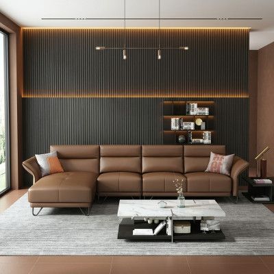 Italienische Design Leder Sofa Stil Möbel Couchtisch Sitz Polster Eck Garnitur