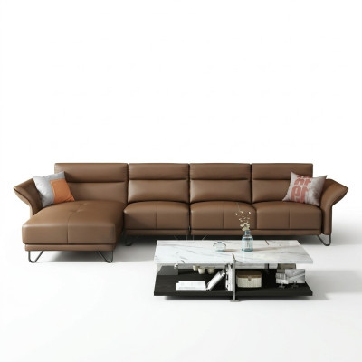 Italienische Design Leder Sofa Stil Möbel Couchtisch Sitz Polster Eck Garnitur