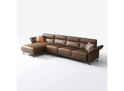 Moderne Wohnlandschaft Ecksofa Couch Polster Leder Sitz Ecke Garnitur