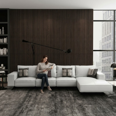 Moderne Wohnlandschaft Ecksofa Couch Polster Leder Sitz Ecke Deko Garnitur