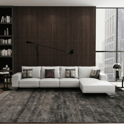 Moderne Wohnlandschaft Ecksofa Couch Polster Leder Sitz Ecke Deko Garnitur