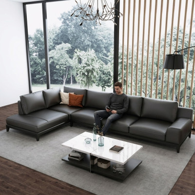 Designer Ledersofa Ecksofa Polster Eck Couch Sitz Eck L Form Deko Garnitur