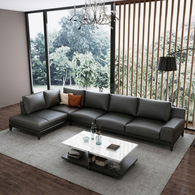 Designer Ledersofa Ecksofa Polster Eck Couch Sitz Eck L Form Deko Garnitur
