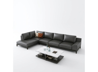 Designer Ledersofa Ecksofa Polster Eck Couch Sitz Eck L Form Deko Garnitur