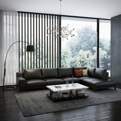 Wohnlandschaft L-Form Ecksofa Couch Leder Design Polster Garnitur Sofa