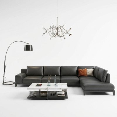 Wohnlandschaft L-Form Ecksofa Couch Leder Design Polster Garnitur Sofa