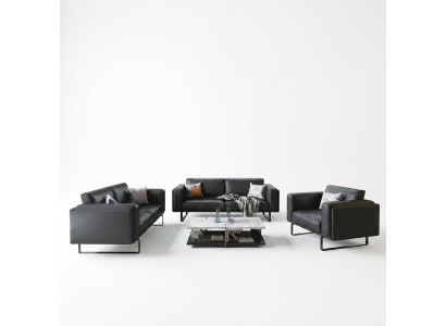 Luxus Büro Office Möbel Sofa Leder Couch Garnitur 3+2+1 + Couchtisch 4tlg