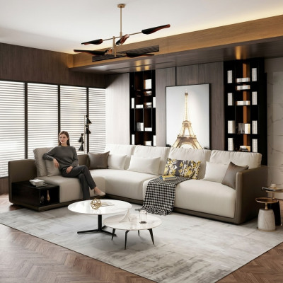 Designer Ledersofa Ecksofa Polster Eck Couch Sitz Eck Deko L Form Garnitur