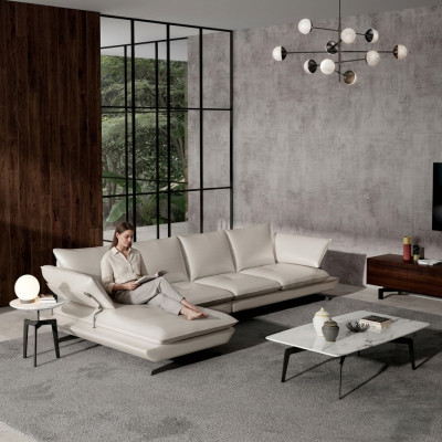 Italienische Polster Sitz Ecke Leder Couch Garnitur Moderne Wohnlandschaft