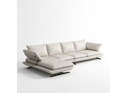 Italienische Polster Sitz Ecke Leder Couch Garnitur Moderne Wohnlandschaft
