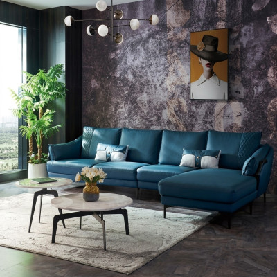 Italienische Polster Sitz Leder Ecke Garnitur Couch Moderne Wohnlandschaft