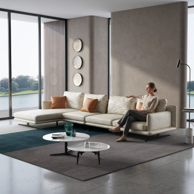 Designer Ledersofa Ecksofa Polster Eck Couch Sitz Deko Eck L Form Garnitur