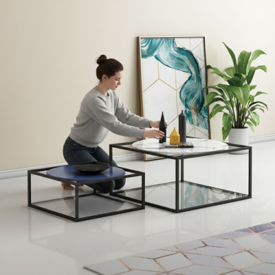Doppel Set 2x Couchtisch Beistelltisch Kaffeetisch Design Wohnzimmertisch