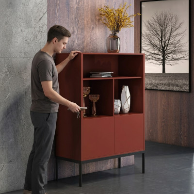 Italienische Kommode Stil Möbel Hoch Designer Schrank Schränke Orange