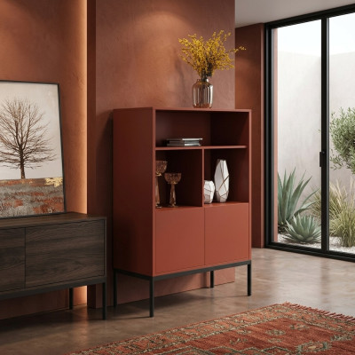 Italienische Kommode Stil Möbel Hoch Designer Schrank Schränke Orange