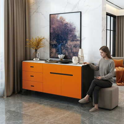 Italienische Stil Möbel Hoch Kommode Designer Schrank Schränke Orange