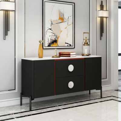 Designer Italienische Kommode Anrichte Schrank Regal Metall Luxus Wohn