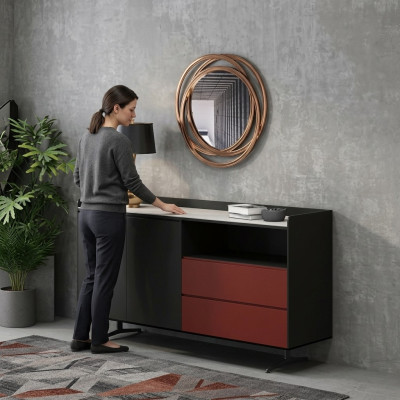 Italienische Designer Kommode Stil Möbel Hoch Schrank Schränke Orange