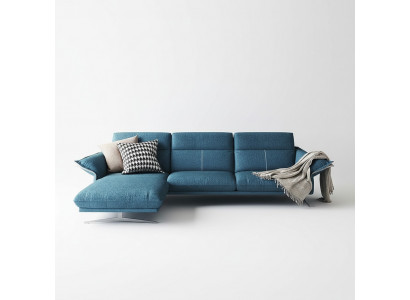 Stoff L-Form Couch Wohnlandschaft Ecksofa Garnitur Modern Design Blaues Sofa Neu