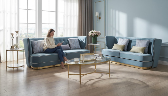 Design Luxus Couch 3 Sitzer Polster Sofa - Italienische Stil Wohnzimmer Möbel
