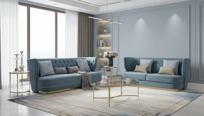 Design Luxus Couch 3 Sitzer Polster Sofa - Italienische Stil Wohnzimmer Möbel
