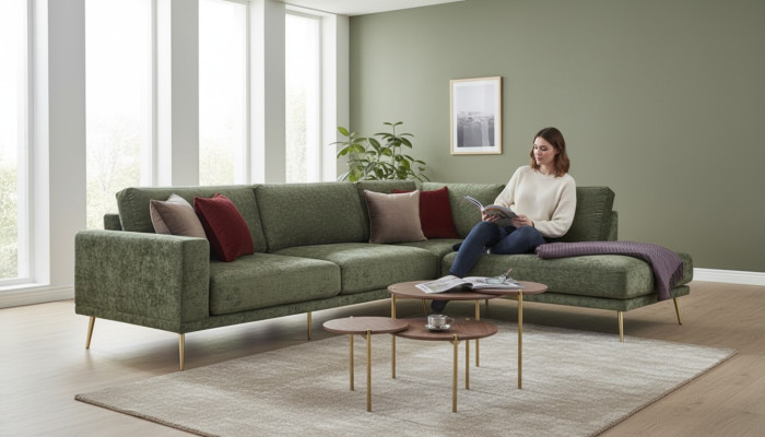 Design Stoff L-Form Couch Wohnlandschaft Ecksofa Garnitur Modernes Sofa Polster