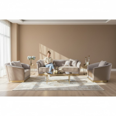 Sofagarnitur 3+2+1 Sitzer Set Design Sofas Polster Couchen Moderne Couch Samt