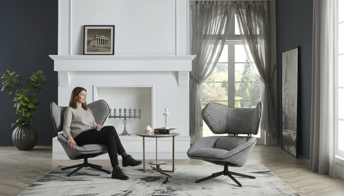 Lounge Luxus Fernseh Club Polster Sitzer Design Sessel Couch Sofa Relax Stoff