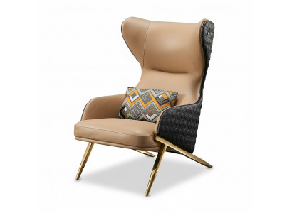 Sessel Relax Leder Lounge Club Polster  Design Couch Sofa Sitzer Luxus Beige Neu