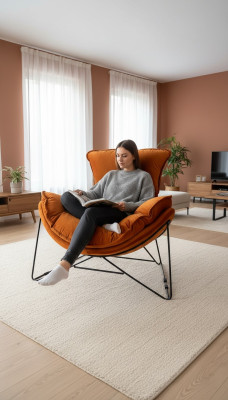 Luxus Stuhl Polster Cocktail Relax Lounge Club Stühle Möbel Design Sessel Orange