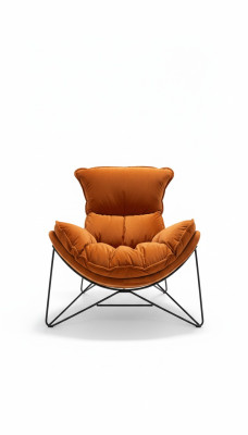 Luxus Stuhl Polster Cocktail Relax Lounge Club Stühle Möbel Design Sessel Orange