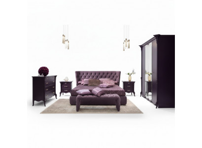 Schlafzimmer Set Garnitur Bett 2x Nachttische Hocker 3tlg. Chesterfield Komplett