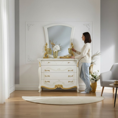 Elegante Stil Möbel Schlafzimmer Schrank Kommode Klassische Anrichte mit Spiegel