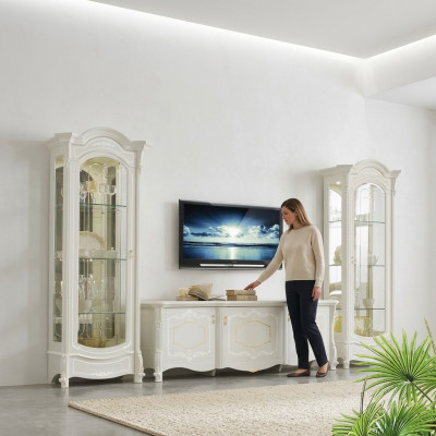 Italienische Stil Möbel - Wohnzimmer 3tlg. Set Wohnzimmer Vitrine rtv xlmoebel ®
